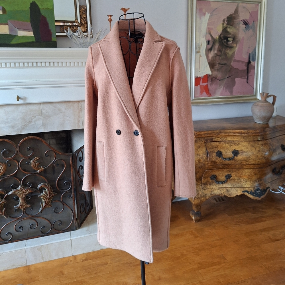 JCREW Size 4 Boiled Wool Coat, Pale Blush, 100% Wool